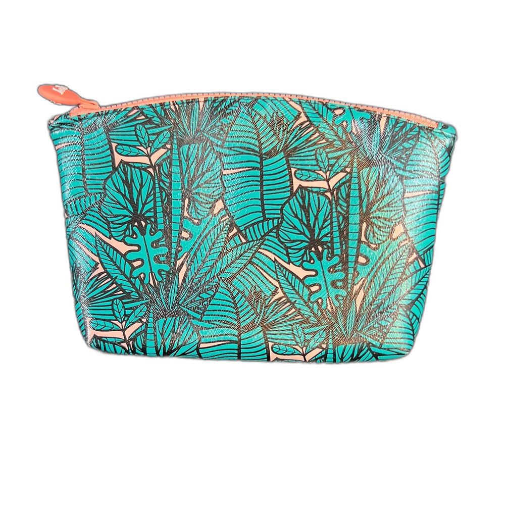 Ipsy Makeup Pouch Palm Leaves Orange/Green